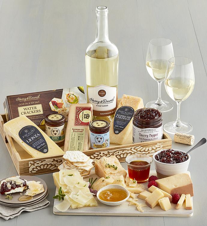 Cheese and Honey Tray with Wine